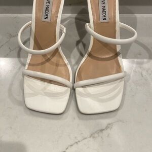 Steve Madden White Strappy Heels with Minimalist Design